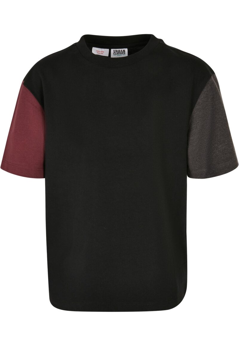 Urban Classics Tricou  gri / roșu bordeaux / negru