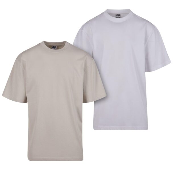 Urban Classics Tricou  gri taupe / alb