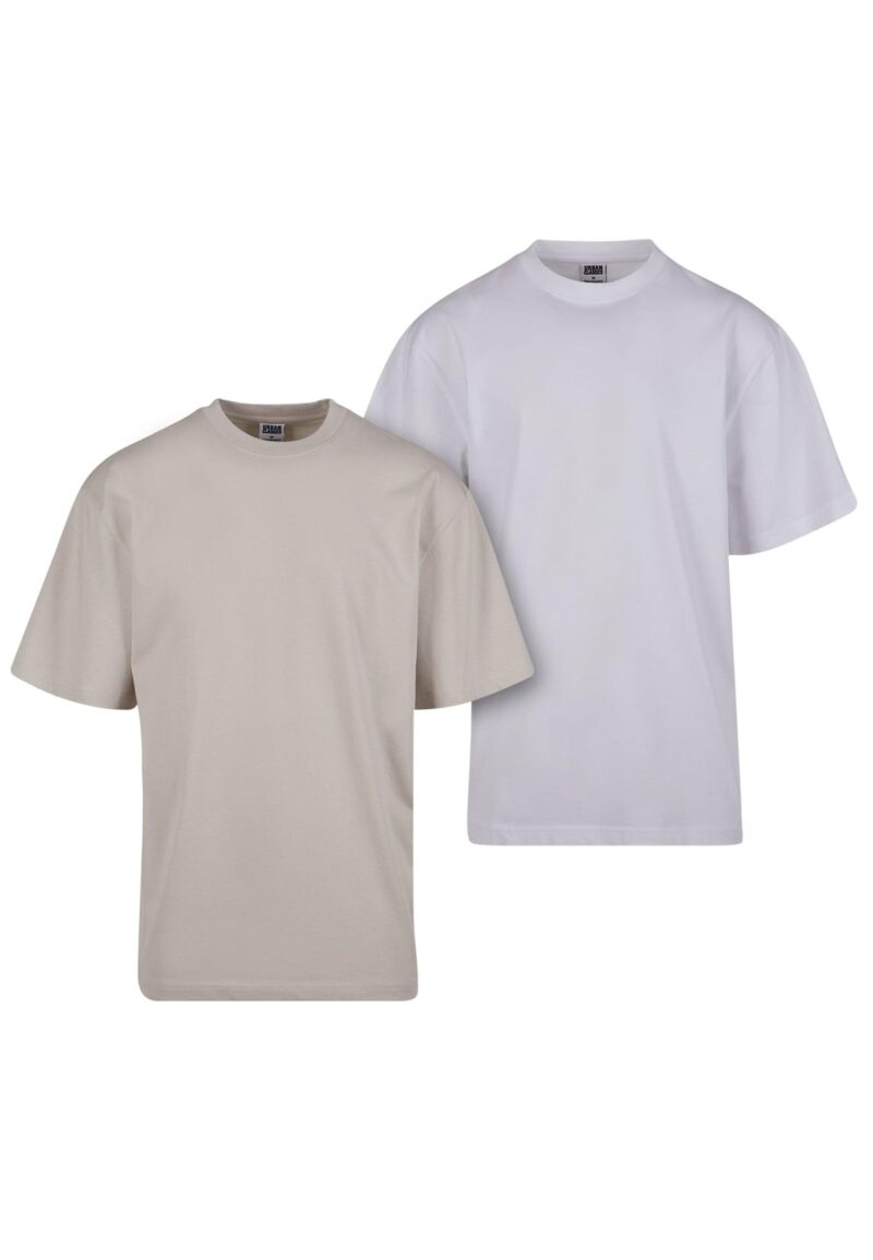 Urban Classics Tricou  gri taupe / alb