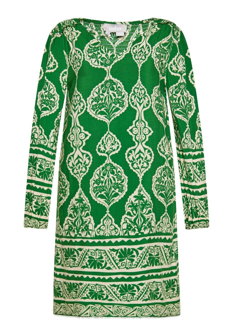 Usha Rochie  verde / alb natural