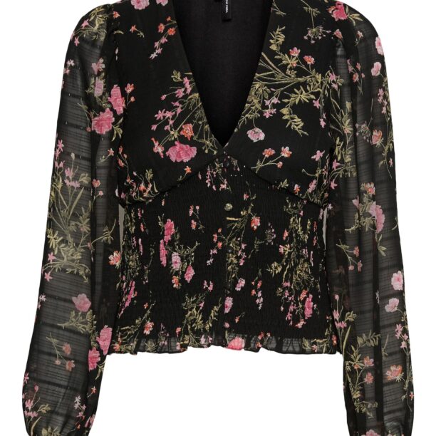 VERO MODA Bluză 'Rosa'  verde / roz / negru