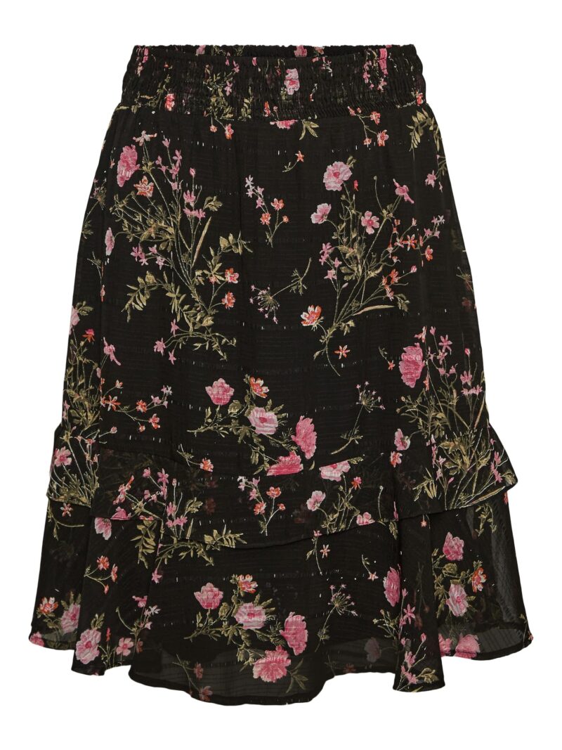 VERO MODA Fustă 'ROSA'  verde / roz / negru / alb