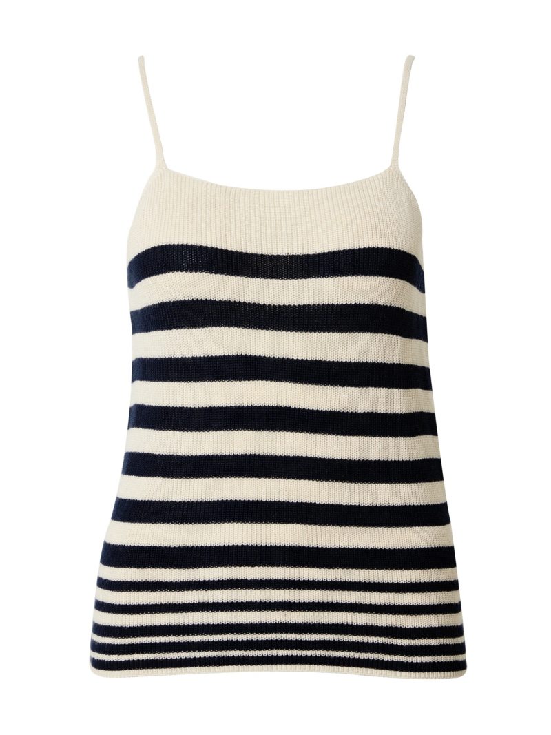 VERO MODA Top brodat 'NEWLEXSUN'  bej / bleumarin