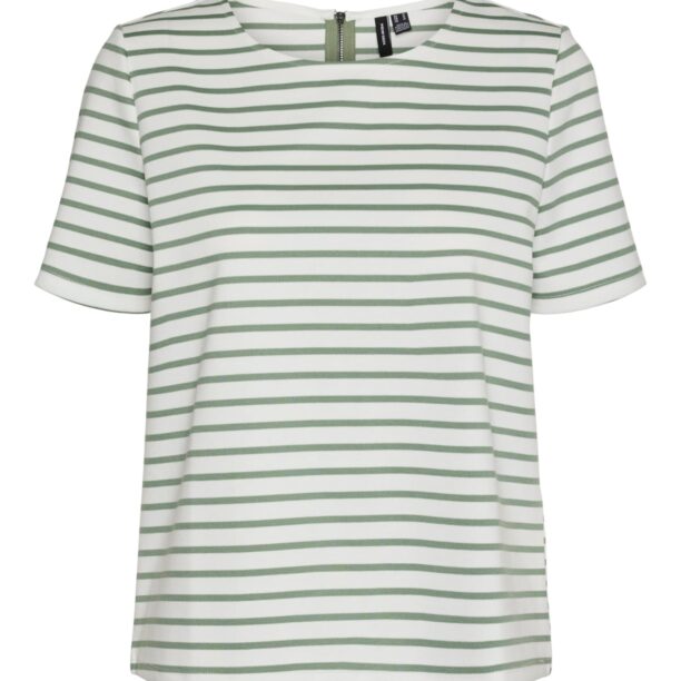 VERO MODA Tricou 'ABBY'  verde / alb