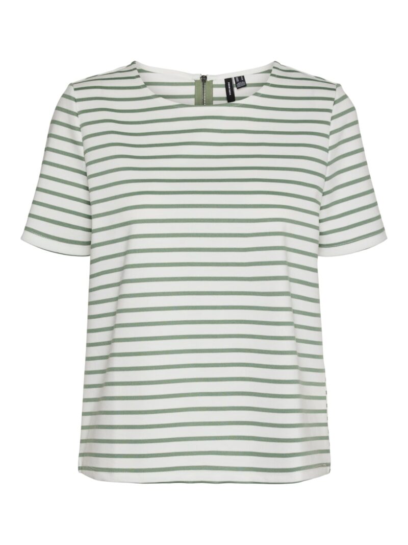 VERO MODA Tricou 'ABBY'  verde / alb