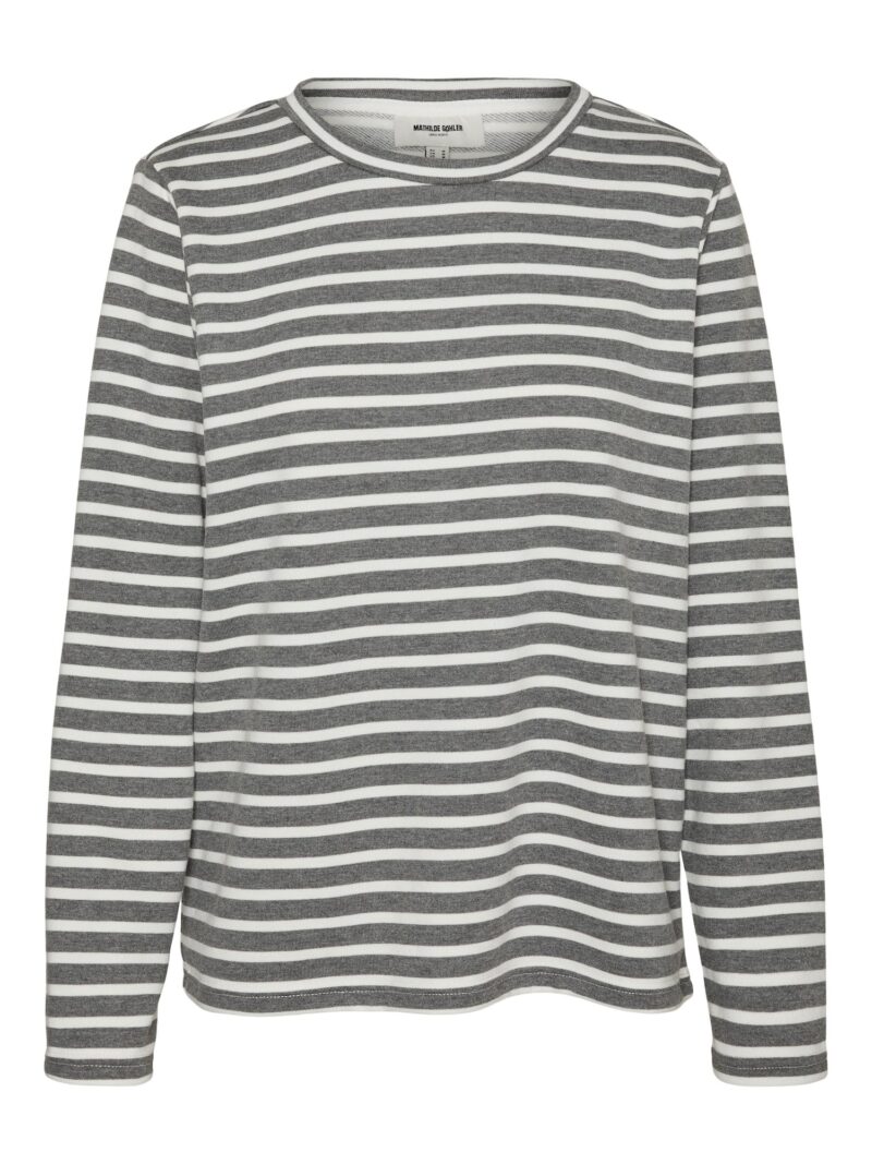 VERO MODA Tricou 'MATHILDE'  gri metalic / alb