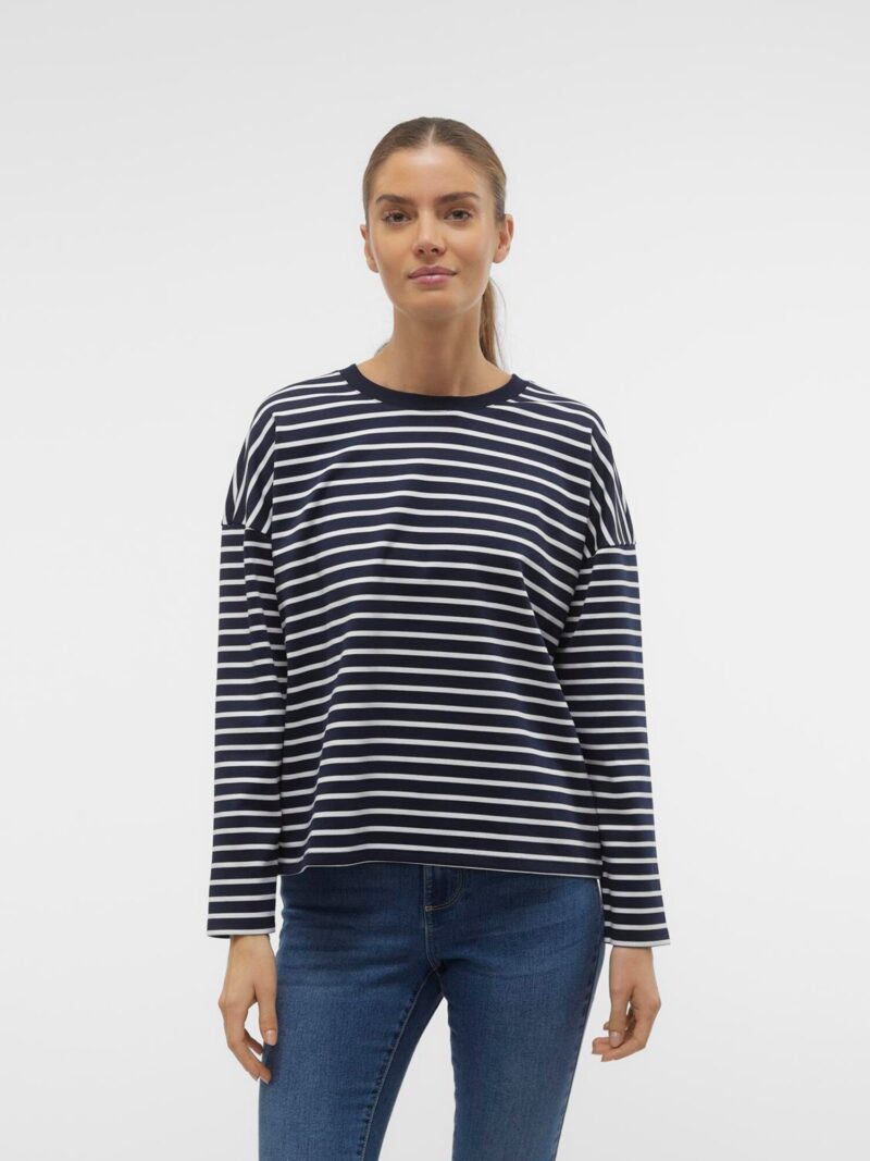 VERO MODA Tricou 'VMAbby'  bleumarin / alb