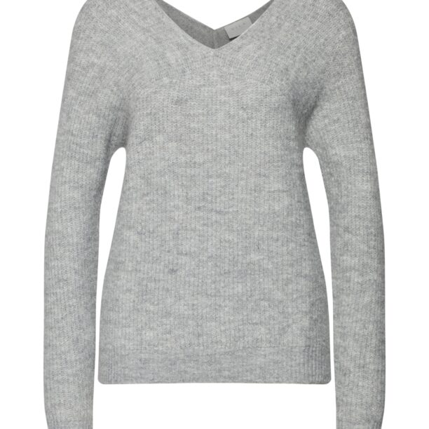 VILA Pulover 'VIDISA KNIT WOOL V-NECK L/S TOP'  gri deschis