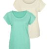 VIVANCE Tricou  crem / albastru aqua