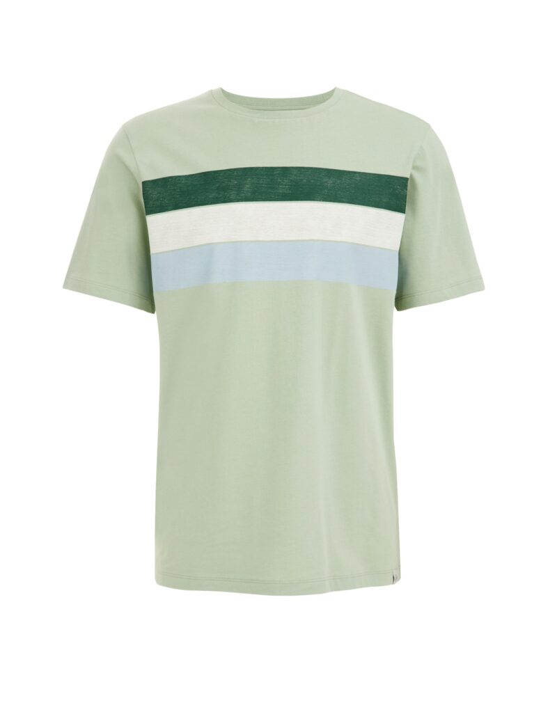 WE Fashion Tricou  ecru / verde pastel / verde închis