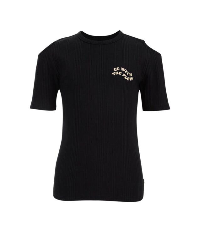 WE Fashion Tricou  negru / alb