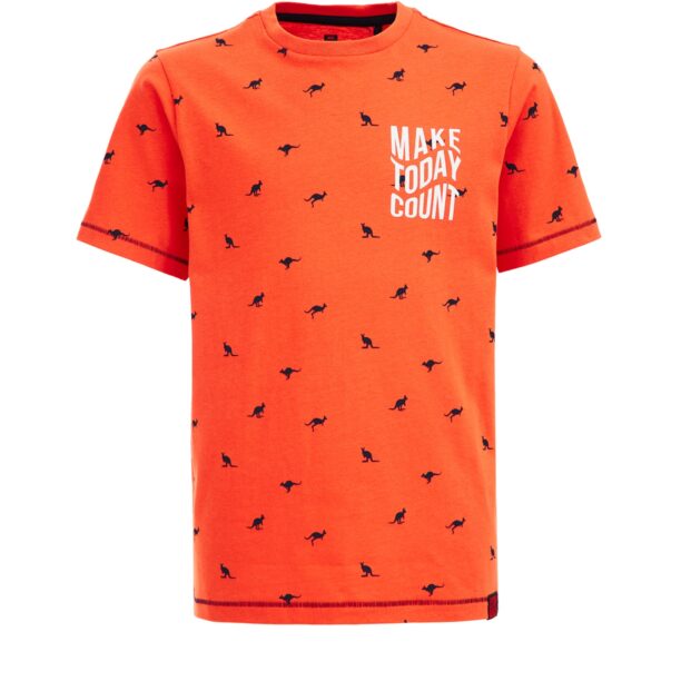 WE Fashion Tricou  roșu orange / negru / alb