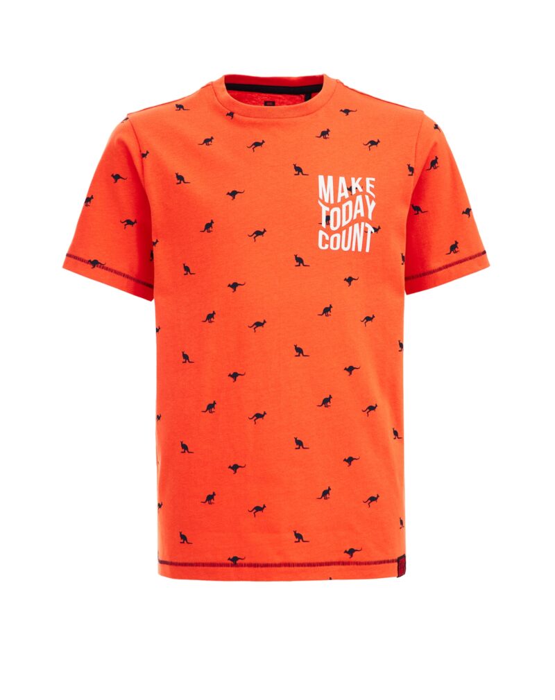 WE Fashion Tricou  roșu orange / negru / alb