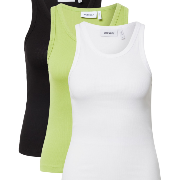 WEEKDAY Top  verde deschis / negru / alb