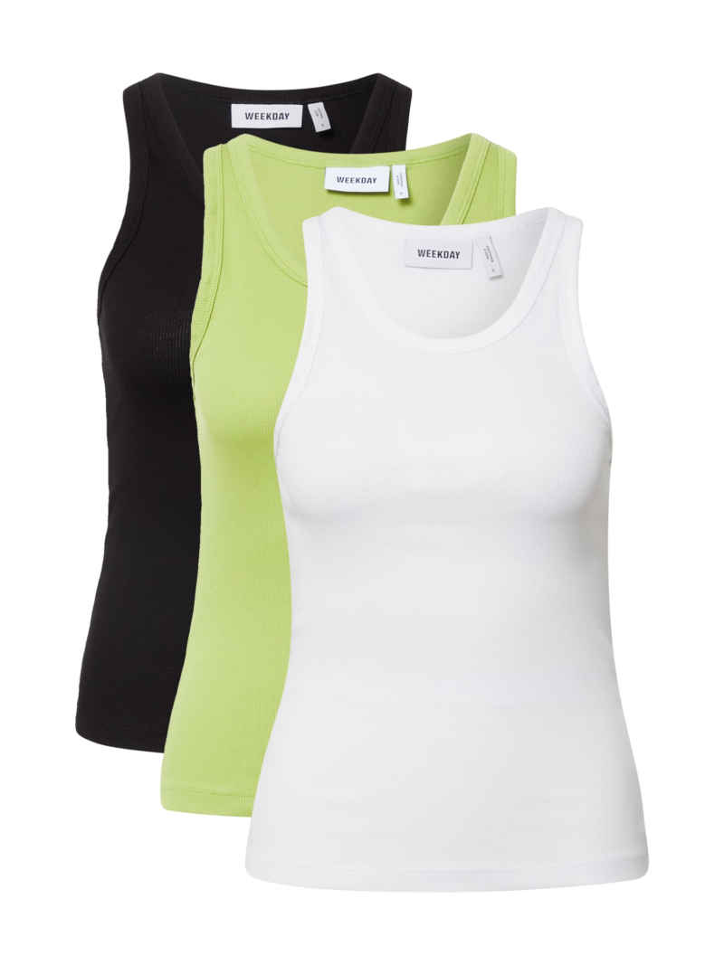 WEEKDAY Top  verde deschis / negru / alb