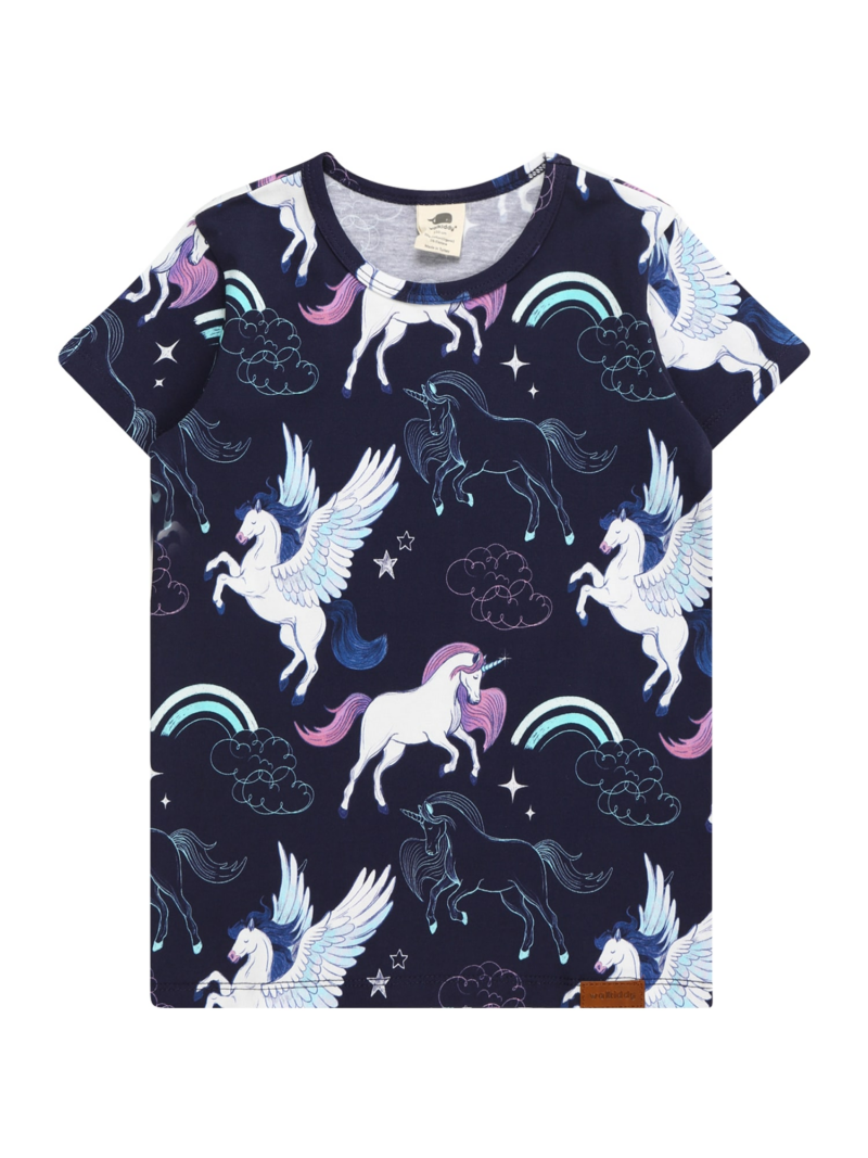 Walkiddy Tricou 'Unicorns & Pegasuses'  bleumarin / albastru închis / roz deschis / alb