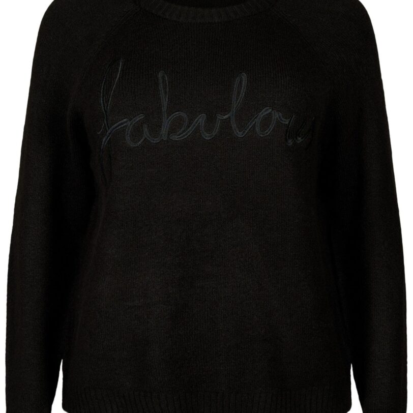 Zizzi Pulover 'MFABULOUS'  negru