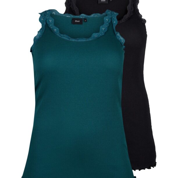 Zizzi Top 'Liv'  verde petrol / negru