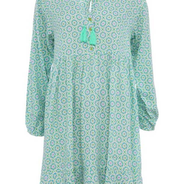 Zwillingsherz Rochie tip bluză 'Rosalind'  albastru deschis / verde / lila / alb