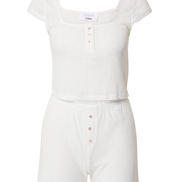 florence by mills exclusive for ABOUT YOU Pijama 'Spring Showers '  alb murdar