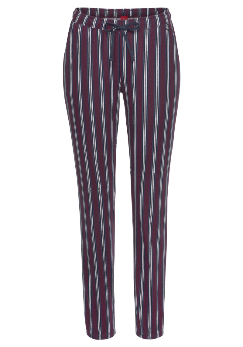 s.Oliver Pantaloni de pijama  albastru marin / roșu bordeaux / alb