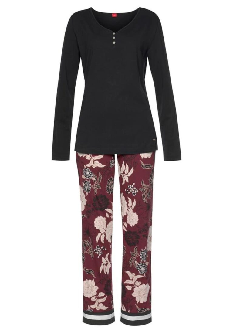 s.Oliver Pijama  roz pastel / roșu bordeaux / negru