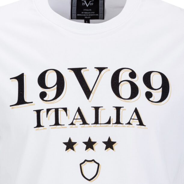 19V69 ITALIA Tricou ' RAFAEL '  auriu / negru / alb preţ