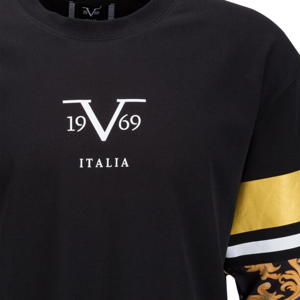 19V69 ITALIA Tricou 'TAMARO GOLDEN'  albastru / auriu / negru / alb preţ