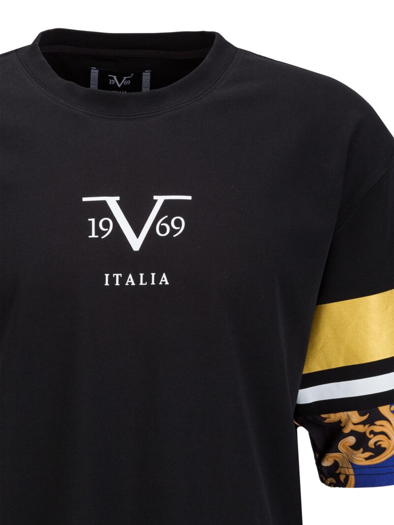 19V69 ITALIA Tricou 'TAMARO GOLDEN'  albastru / auriu / negru / alb preţ