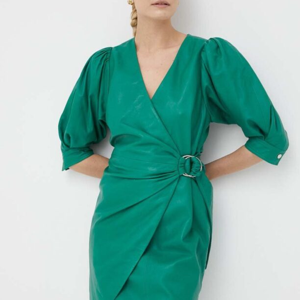 2NDDAY rochie de piele culoarea verde