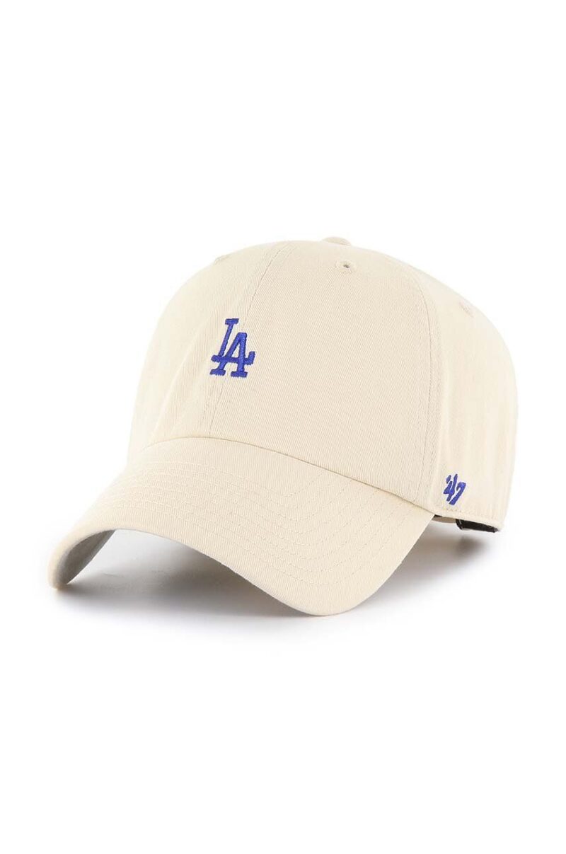 47brand șapcă de baseball din bumbac MLB Los Angeles Dodgers culoarea bej