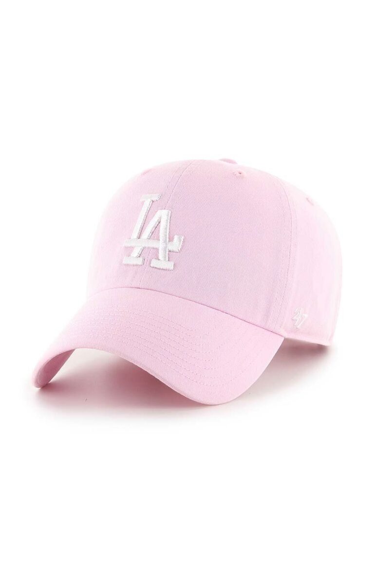 47brand șapcă de baseball din bumbac MLB Los Angeles Dodgers culoarea roz