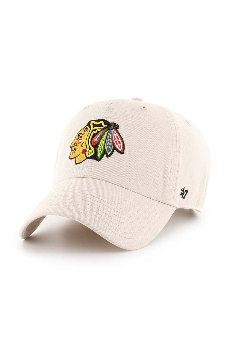 47brand șapcă de baseball din bumbac NHL Chicago Blackhawks culoarea bej