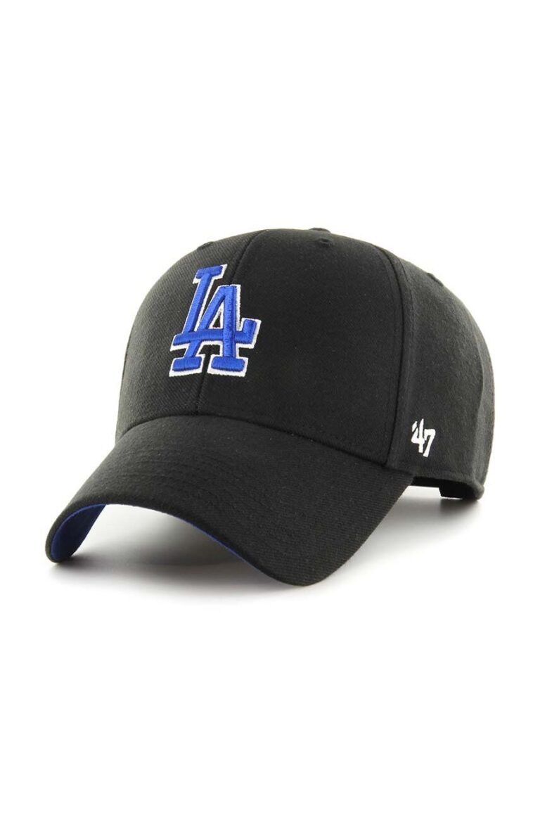 47brand șapcă din amestec de lână MLB Los Angeles Dodgers culoarea negru