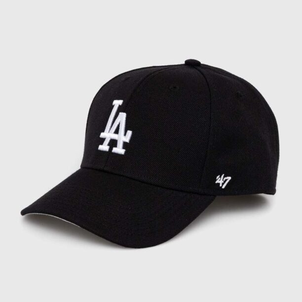 47brand șapcă din amestec de lână MLB Los Angeles Dodgers culoarea negru