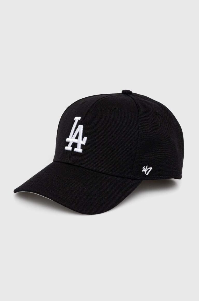 47brand șapcă din amestec de lână MLB Los Angeles Dodgers culoarea negru