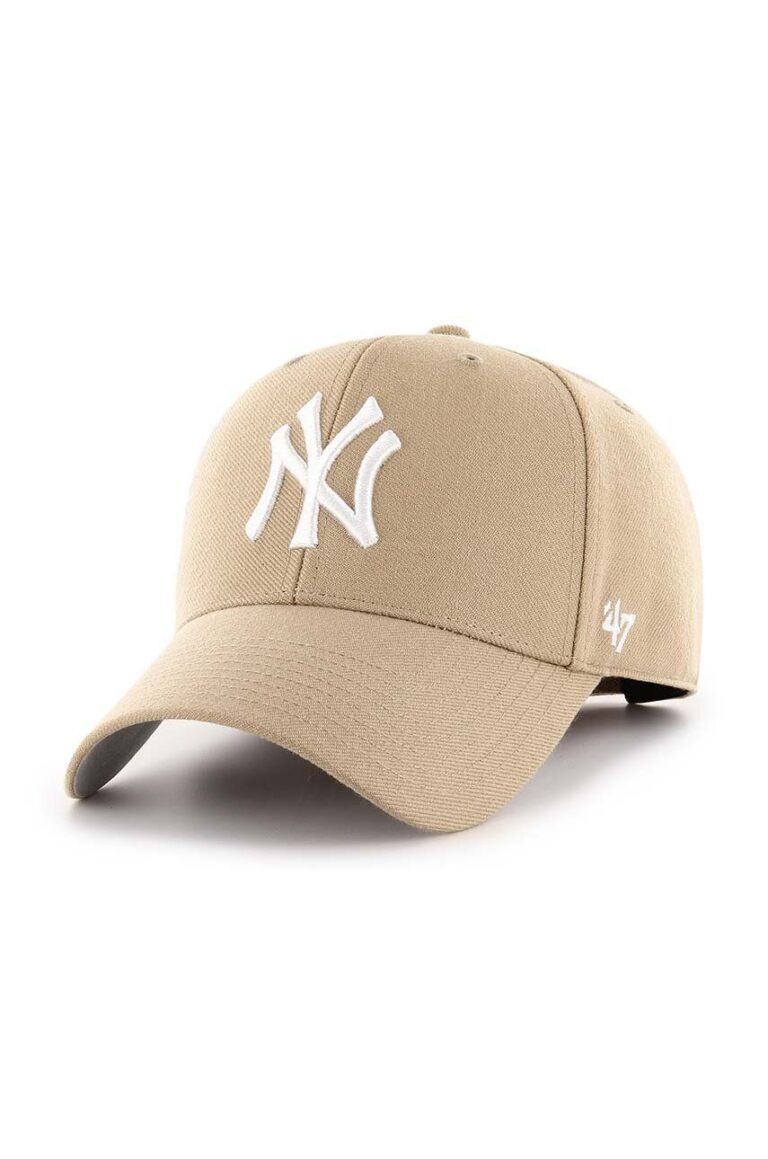 47brand șapcă din amestec de lână MLB New York Yankees culoarea bej