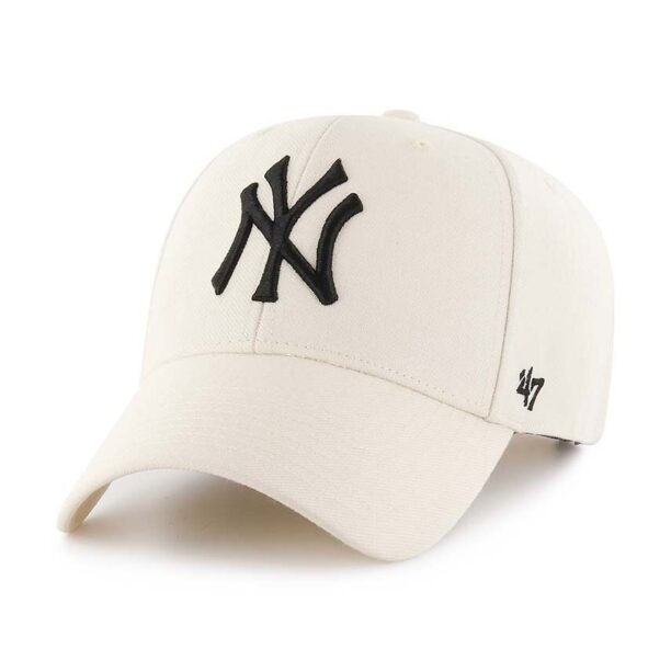 47brand șapcă din amestec de lână MLB New York Yankees culoarea bej