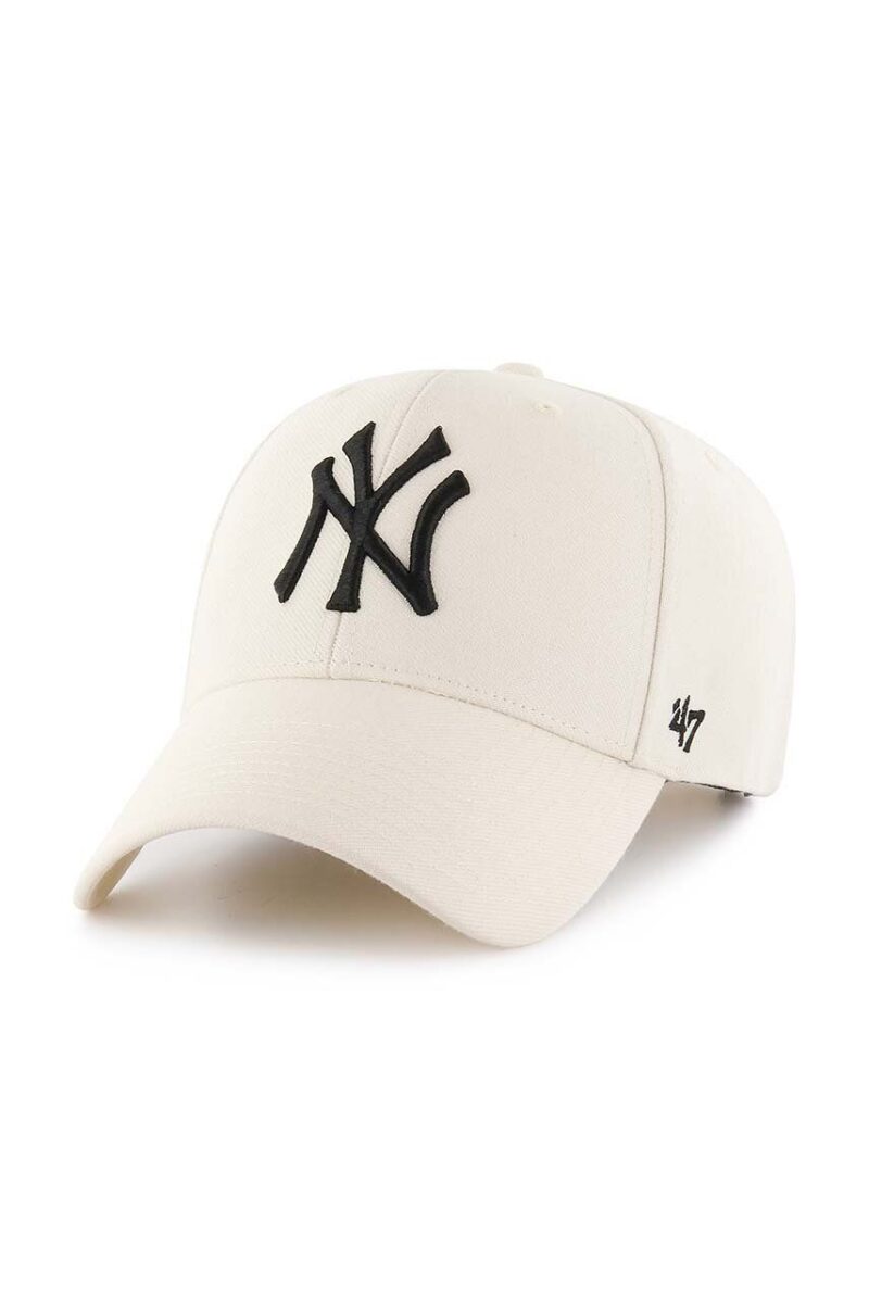 47brand șapcă din amestec de lână MLB New York Yankees culoarea bej