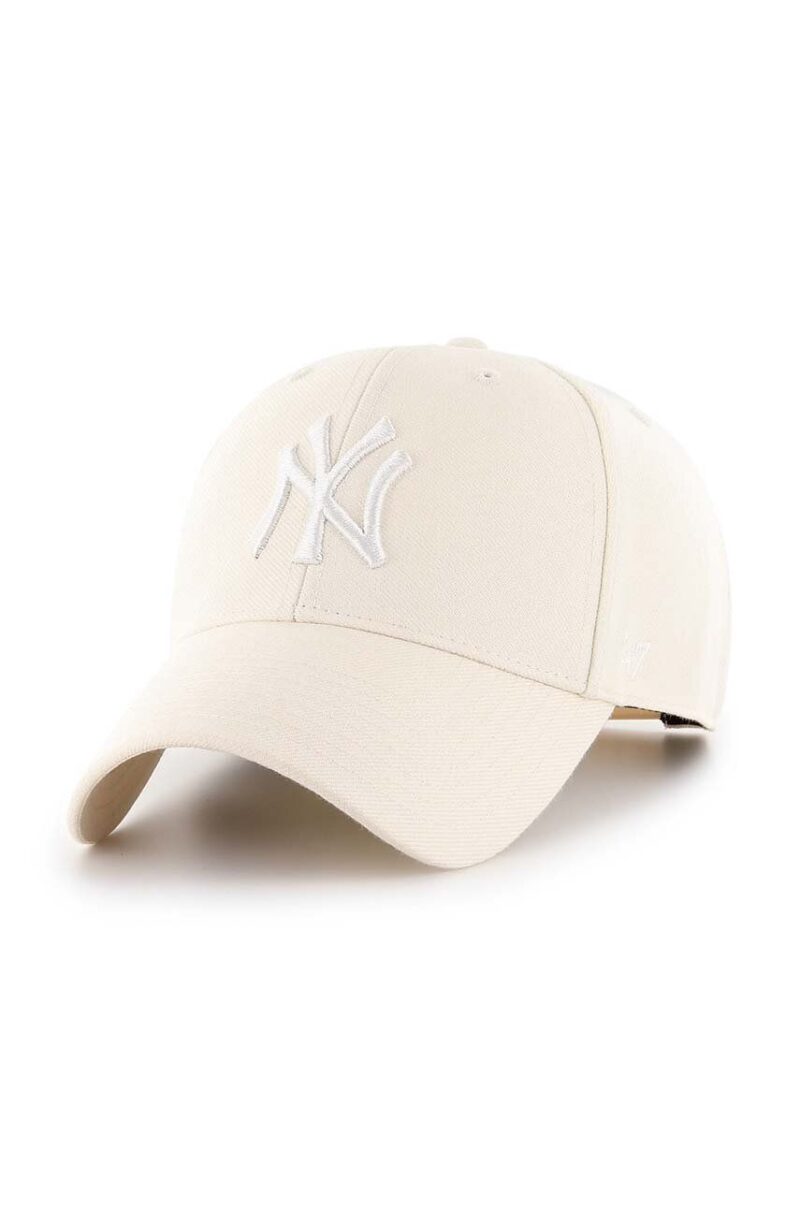 47brand șapcă din amestec de lână MLB New York Yankees culoarea bej