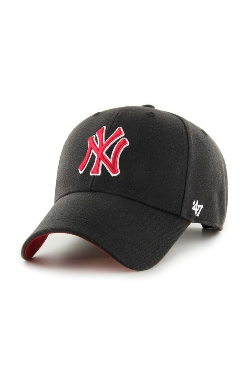 47brand șapcă din amestec de lână MLB New York Yankees culoarea negru