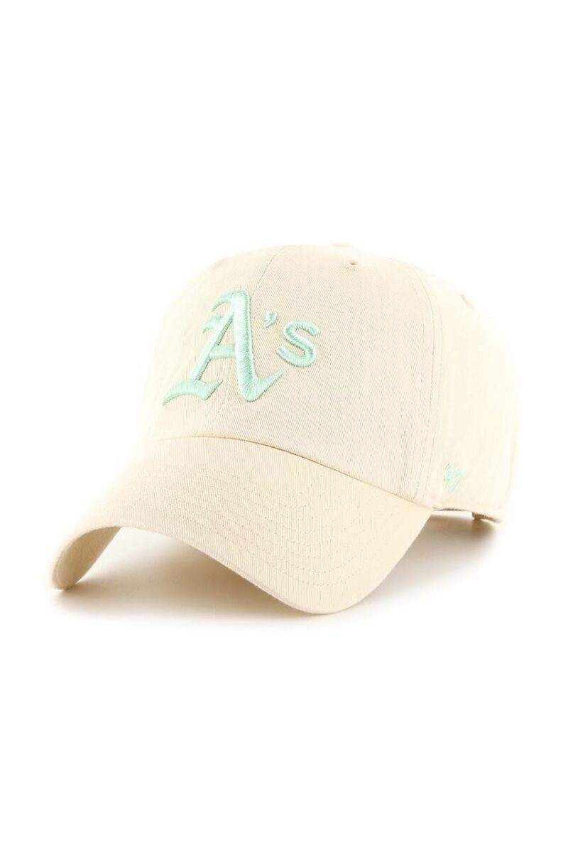 47brand șapcă din amestec de lana MLB Oakland Athletics culoarea bej