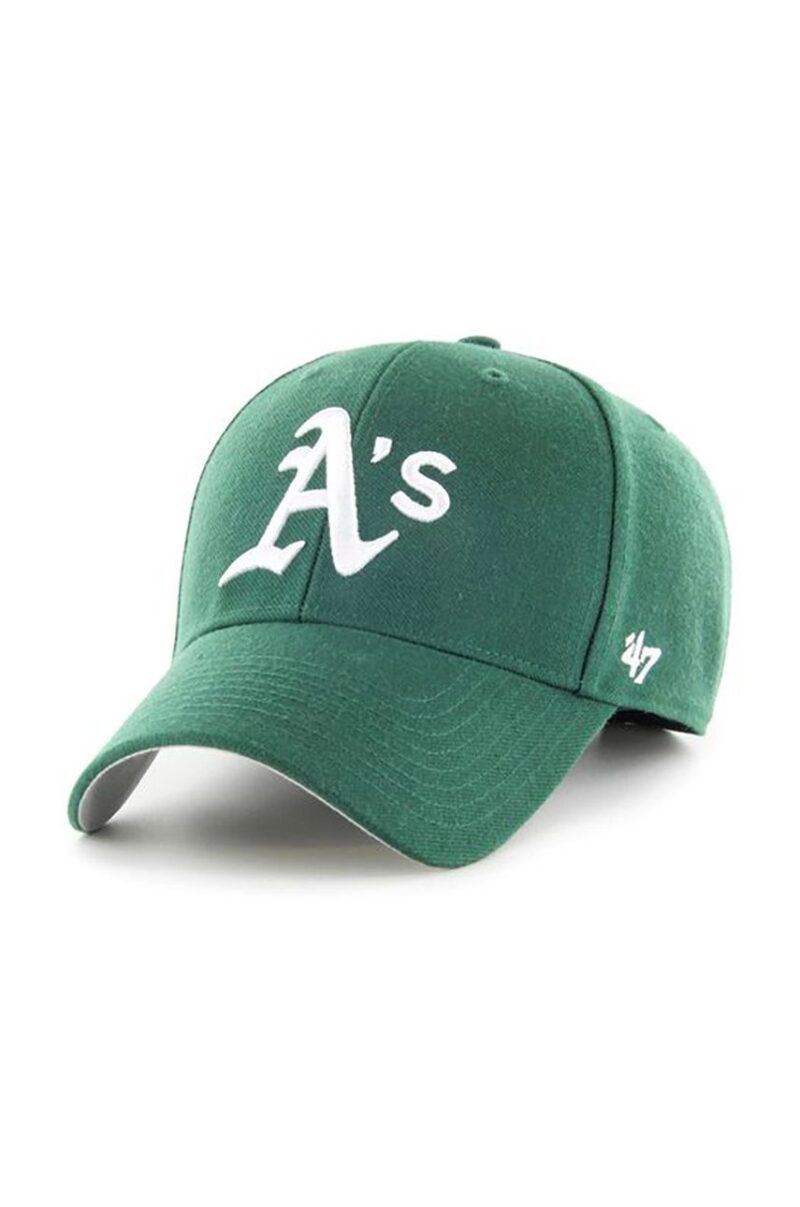 47brand șapcă din amestec de lână MLB Oakland Athletics culoarea verde