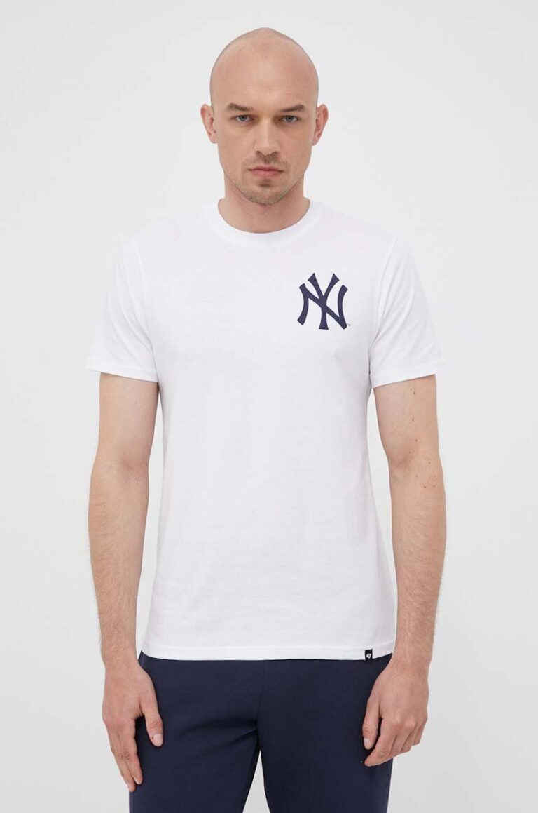 47brand tricou din bumbac MLB New York Yankees culoarea alb