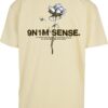 9N1M SENSE Tricou 'Flower'  azuriu / galben deschis / negru / alb