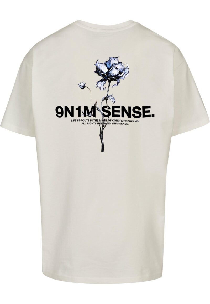 9N1M SENSE Tricou 'Flower'  bej / albastru / negru