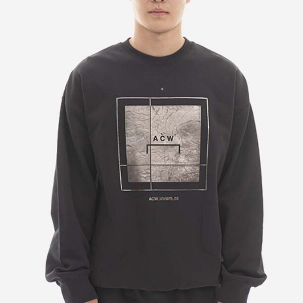 A-COLD-WALL* hanorac de bumbac Foil Grid Crewneck bărbați