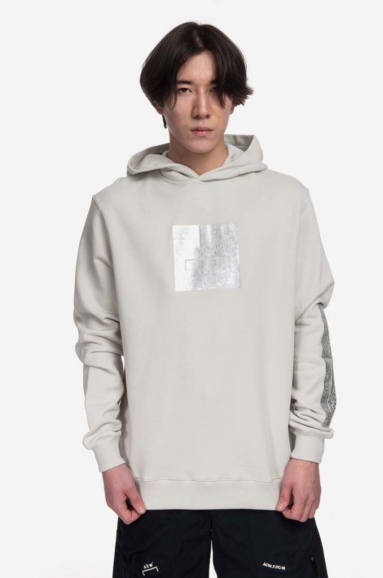 A-COLD-WALL* hanorac de bumbac Foil Grid Hoodie bărbați