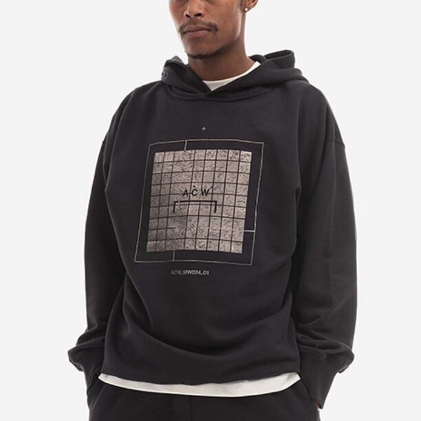 A-COLD-WALL* hanorac de bumbac Foil Grid Hoodie bărbați