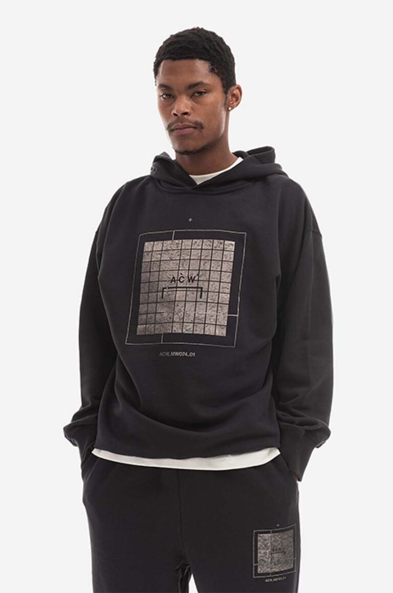 A-COLD-WALL* hanorac de bumbac Foil Grid Hoodie bărbați